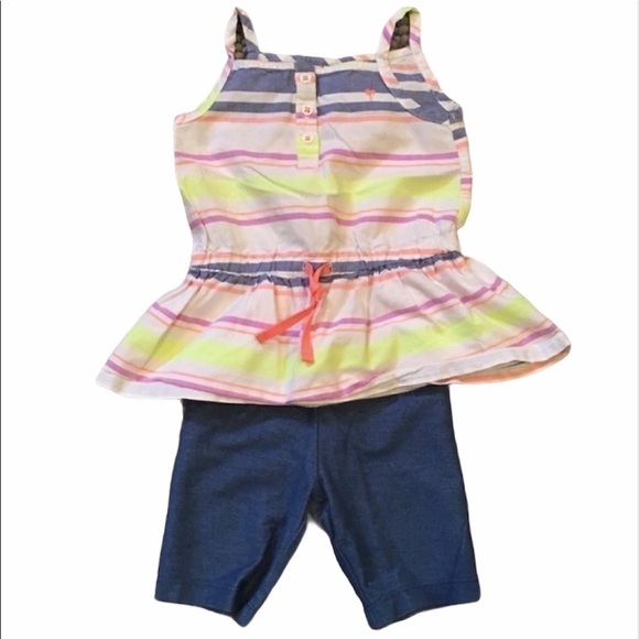 CARTER’S Striped Peplum Tank & Shorts size 2T - Picture 2 of 3